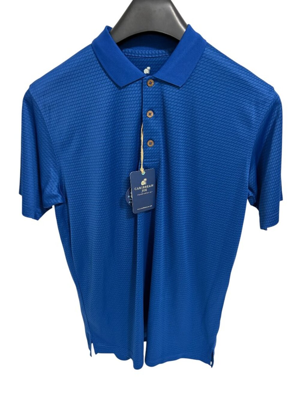 Caribben Joe Island Supply Co Polo Shirt Size Medium Geometric Blue NWT